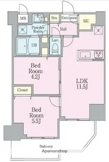 リビオメゾン南砂町【13階】の間取り