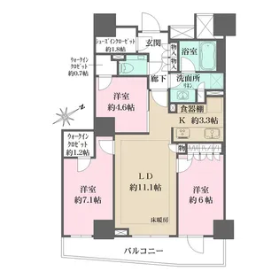 ザ・パークハウス三田ガーデン タワー棟【3階】の間取り