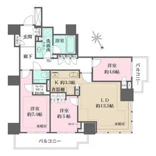 ザ・パークハウス三田ガーデン タワー棟【6階】の間取り