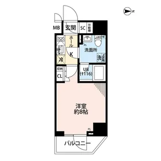 プレール・ドゥーク住吉Ⅳ【6階】の間取り