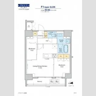 プラウドフラット日暮里【6階】の間取り