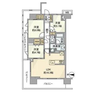 プラウド東陽町サウス【3階】の間取り