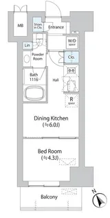 ミリアレジデンス浅草橋Ⅱ【6階】の間取り