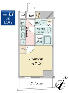クロスレジデンス日本橋浜町【10階】の間取り