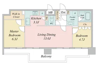 ドゥーエ日本橋【10階】の間取り
