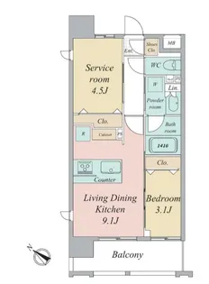 グランカーサ曳舟【3階】の間取り
