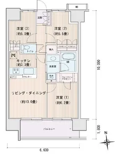 エスティメゾン豊洲レジデンスB【5階】の間取り