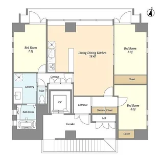 QU4TTRO ARCA 九段(クアトロアルカ九段)【3階】の間取り
