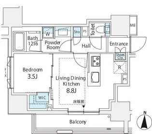 サンウッドフラッツ神田神保町【8階】の間取り