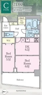 リックアート東陽【5階】の間取り