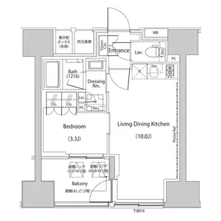 ザ・パークハビオ人形町レジデンス【7階】の間取り