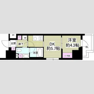 ミリアレジデンス根岸柳通り【7階】の間取り