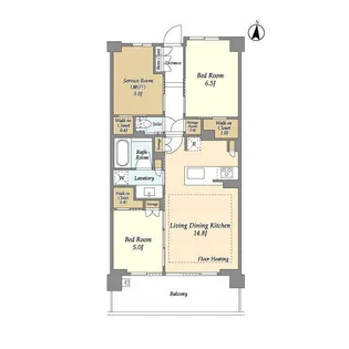 ドゥーエ町屋【6階】の間取り
