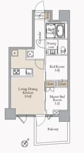 JMFレジデンス蔵前二丁目【0202号室】の間取り