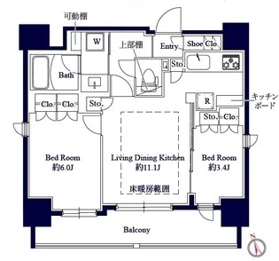 GRAN PASEO八丁堀Ⅱ【11階】の間取り