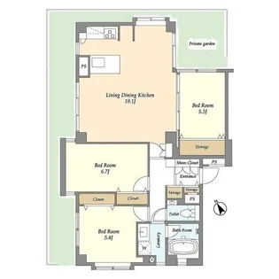 高輪ハイツ【1階】の間取り