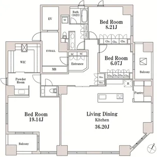 LASANTE一番町【14階】の間取り
