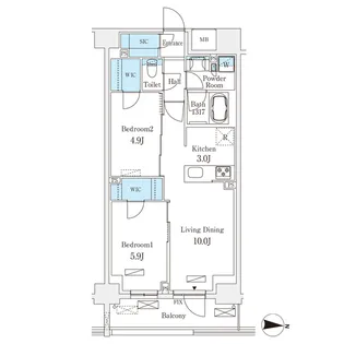 フロンティアレジデンス錦糸公園【6階】の間取り