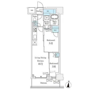 フロンティアレジデンス錦糸公園【2階】の間取り