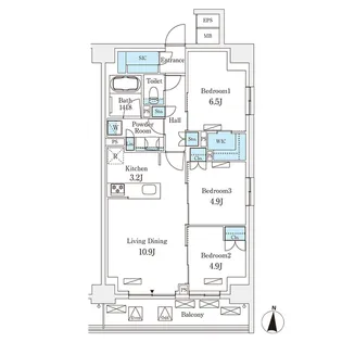 フロンティアレジデンス錦糸公園【4階】の間取り