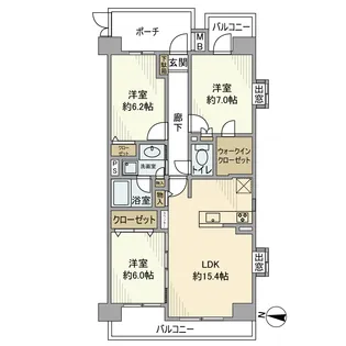 コスモ菊川参番館【3階】の間取り