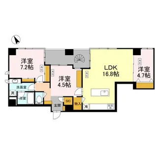 カスタリア人形町Ⅱ【12階】の間取り