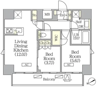 ジオエント町屋【8階】の間取り