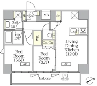 ジオエント町屋【9階】の間取り