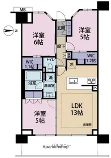 ガーラ・レジデンス川口西青木【6階】の間取り