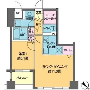 カスタリア茅場町【4階】の間取り