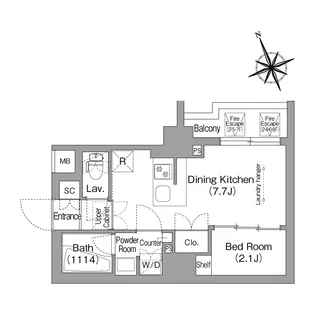 1DKの間取り画像