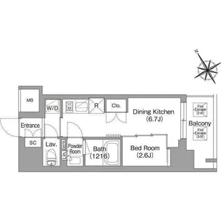 バウスフラッツ蔵前【10階】の間取り
