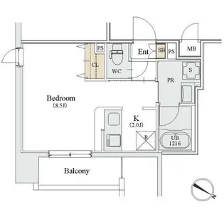 カスタリア人形町Ⅲ【9階】の間取り