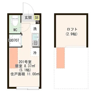 ハーモニーテラス平井Ⅸ【201号室号室】の間取り