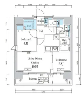デュオフラッツ浅草蔵前【8階】の間取り