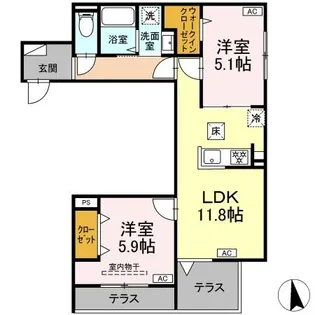 セレスティア東向島【1階】の間取り