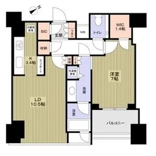シティタワー麻布十番【17階】の間取り