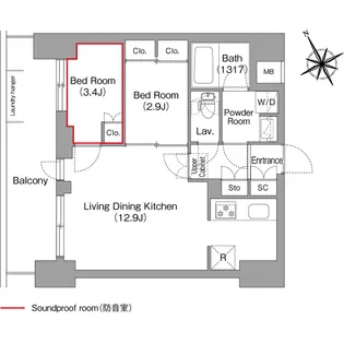 コンフォリア・リヴ平井MUTIO【6階】の間取り