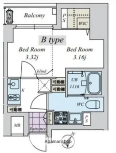 CREAL日本橋浜町【4階】の間取り