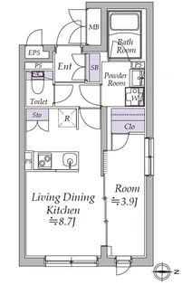 アトリオフラッツ日暮里【4階】の間取り