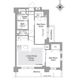 コンフォリア・リヴ文京護国寺【108号室】の間取り