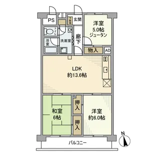 セントラルグリーンハイツ【5階】の間取り