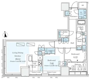 パークコート ザ・三番町ハウス【15階】の間取り