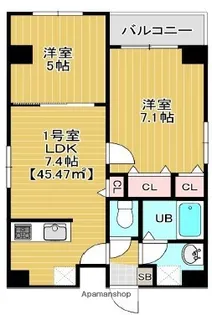 2LDKの間取り画像