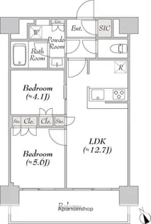 ウエリスアーバン水天宮前【13階】の間取り