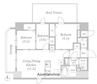 PRIMAL KINSHICHOⅡ【10階】の間取り