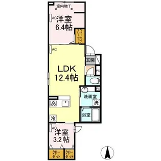 ラリュール清川A【3階】の間取り