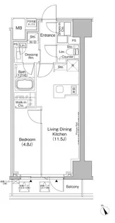 ザ・パークハビオ日本橋茅場町【3階】の間取り