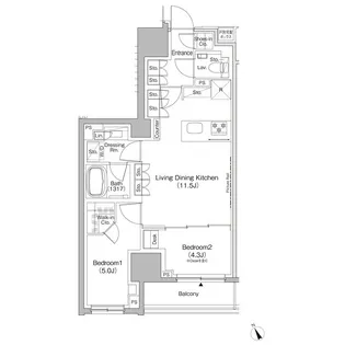 ザ・パークハビオ日本橋茅場町【8階】の間取り