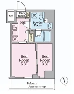 HY’S桜橋 MIRAIS【3階】の間取り